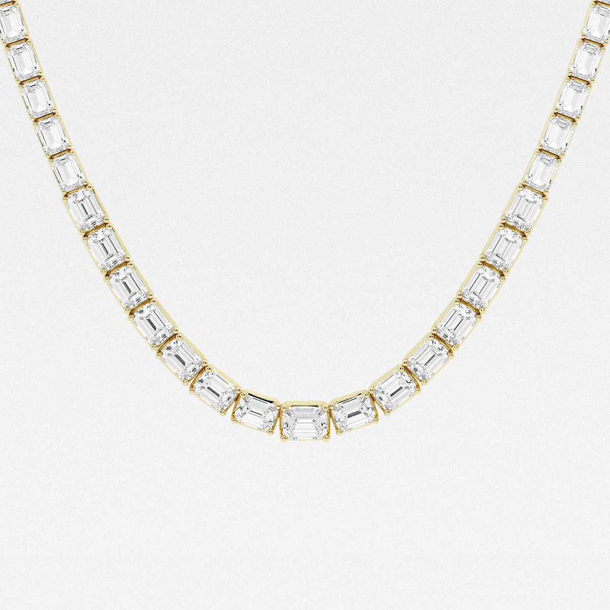 Additional Image 1 for  25 ctw Emerald Lab Grown Diamond East West Tennis Necklace